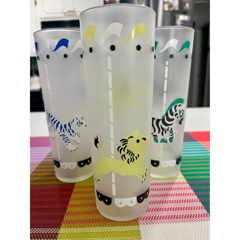 Vintage set of five Libbey Merry-Go-Round Carousel Tumblers - Picture 3 of 7